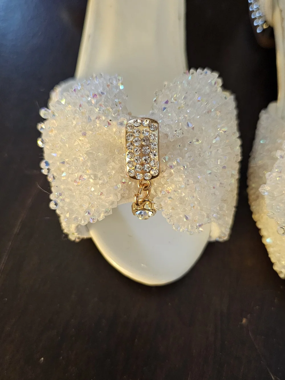 White Girls' Pearl-Accent Dress Sandals